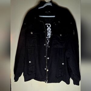 PELLE PELLE Genuine VINTAGE Men's BLACK Logo Snap ButtonZip Wool Jacket Coat 5Xl